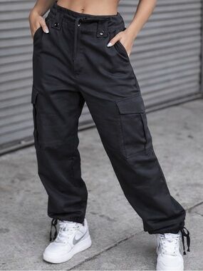 Banana Republic Black High Waisted Cargo Pants Size 10 Utility Chic